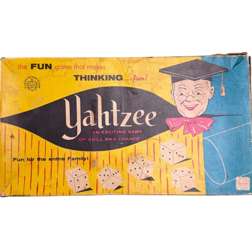 Vintage Yahtzee Board Game ES Lowe Mid Century Retro Dice Game Kitsch MCM 1956